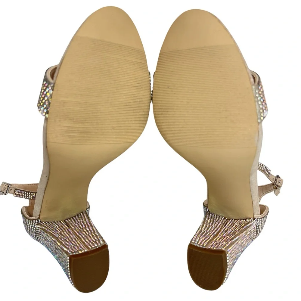 Madden Girl Beella-R Dress Heels Sandal Blush Multi Rhinestone Women’s Size 6.5